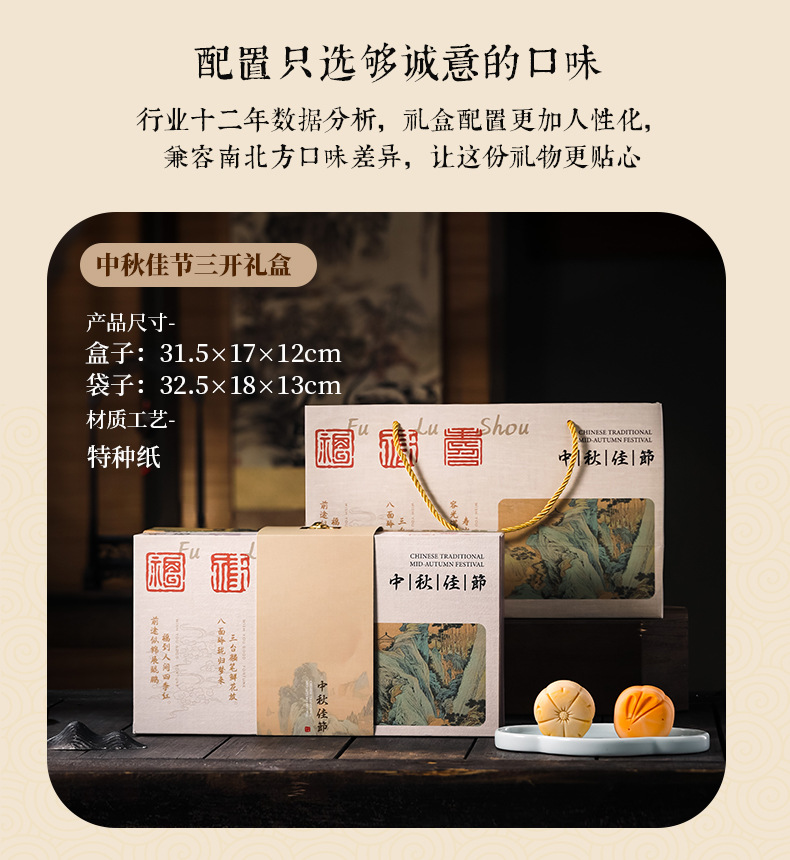 月饼礼盒装广式蛋黄莲蓉五仁桃山皮奶黄流心中秋节送礼品中秋缩略图 2