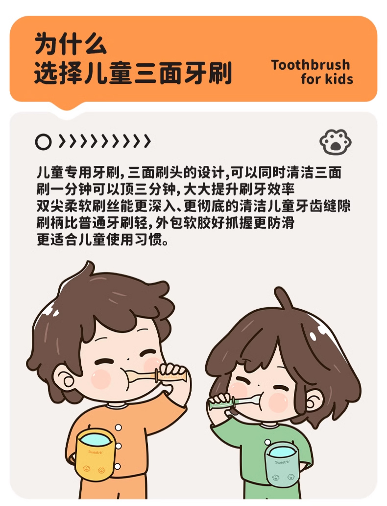 山姆儿童软毛牙刷三面3到6一12岁以上u型3d全面包裹小孩换牙期图片 1