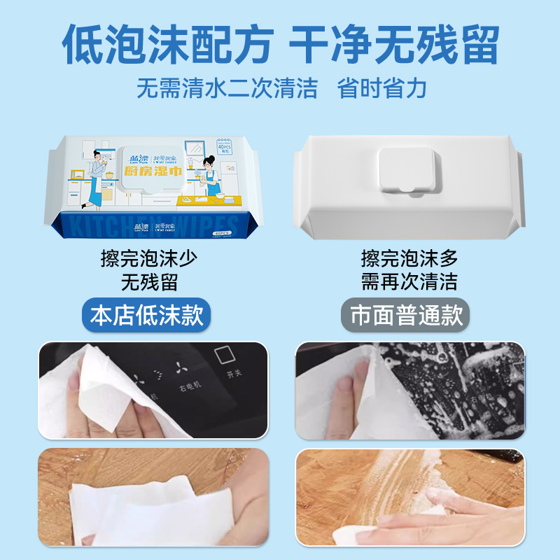 蓝漂厨房湿巾去污去油家用加厚加大尺寸强力清洁抽油烟机专用抹布图片 1