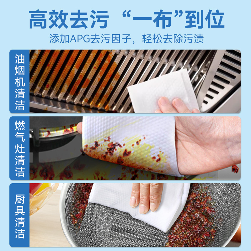 蓝漂厨房湿巾去污去油家用加厚加大尺寸强力清洁抽油烟机专用抹布缩略图 3